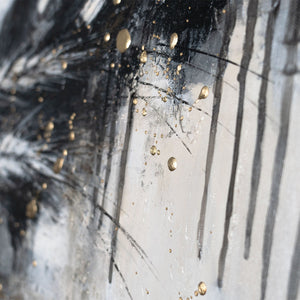 Handgeschilderd acryl schilderij op canvas met korenaarmotief in goud "Doornen" 115x50cm