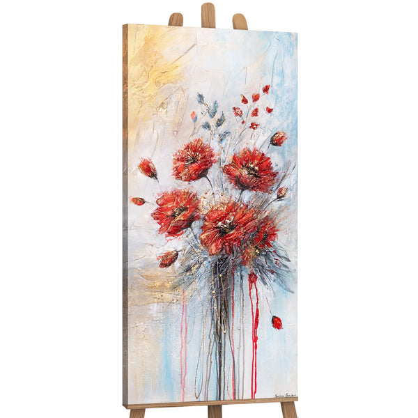 Bild auf Staffelei – Mohn Acrylgemälde handgemalt auf Leinwand