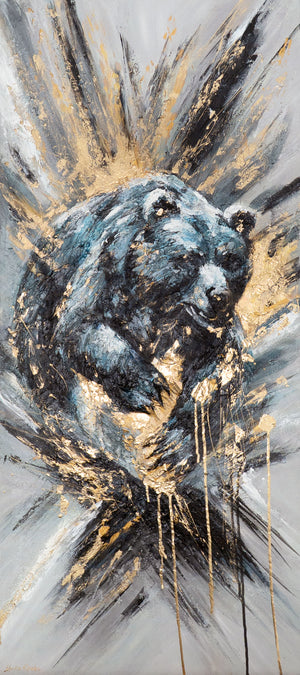 Handgeschilderde acryl schilderijen op canvas abstract "Animal Power" 115x50cm