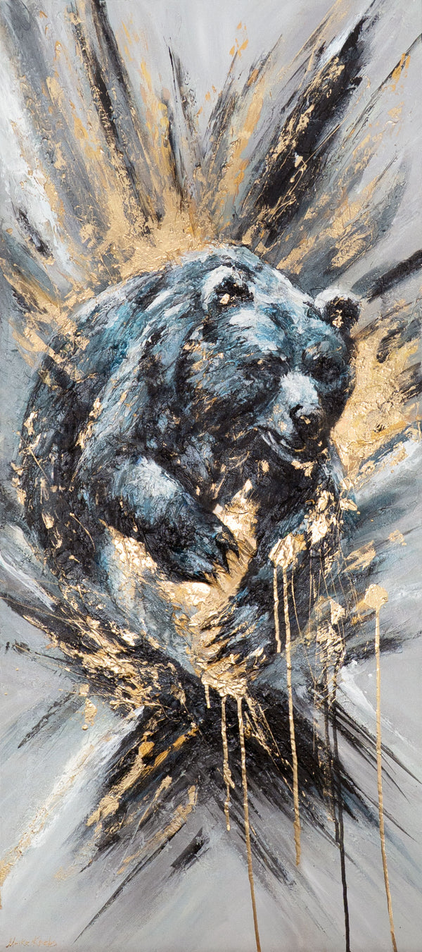 Handgeschilderde acryl schilderijen op canvas abstract "Animal Power" 115x50cm