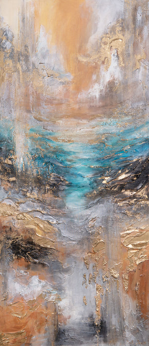 Handgemalte acrylbilder auf Leinwand abstrakt "Das Licht des Horizonts" 115x50cm