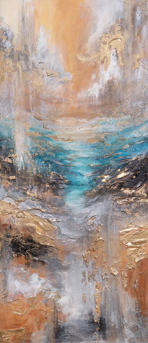 Handgemalte acrylbilder auf Leinwand abstrakt "Das Licht des Horizonts" 115x50cm