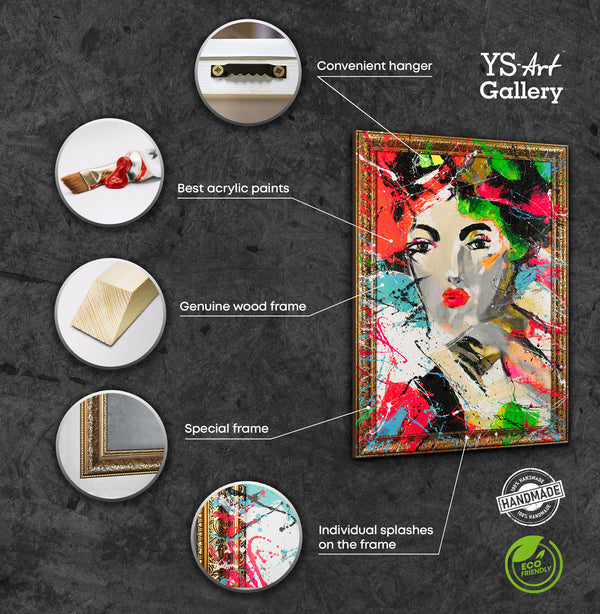 Handgemaltes Acrylbild Gesicht Struktur Relief Nahaufnahme