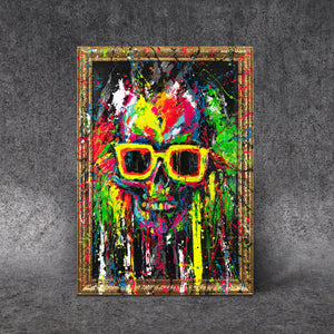 Handgemaltes Acrylbild Gesicht Struktur Relief Nahaufnahme