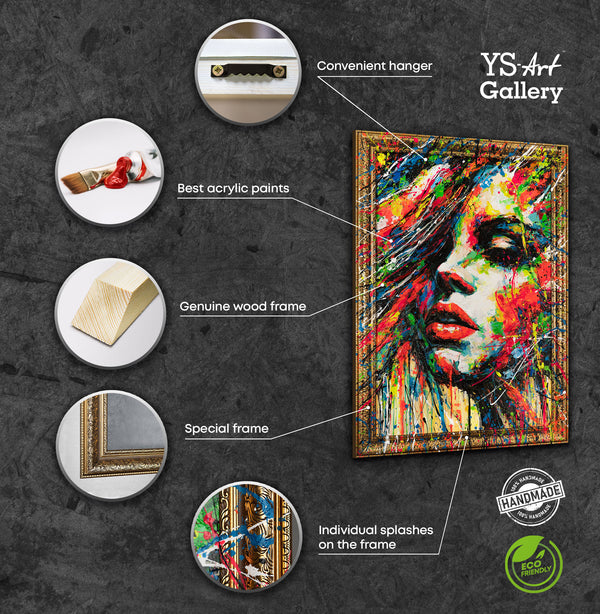 Handgeschilderde schilderijen op canvas met lijst "De kleuren van passie"