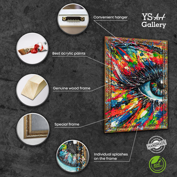 Modern abstract schilderij met lijst  "De energie van de blik"