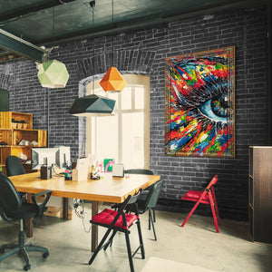 Modern abstract schilderij met lijst  "De energie van de blik"