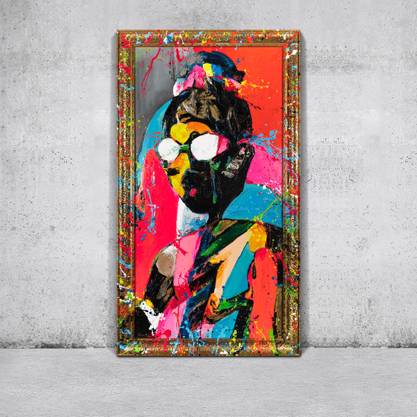 Moderne wanddecoratie voor de woonkamer – schilderij met lijst "Contrastrijke uitstraling"