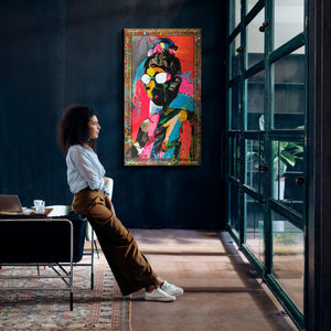 Moderne wanddecoratie voor de woonkamer – schilderij met lijst "Contrastrijke uitstraling"