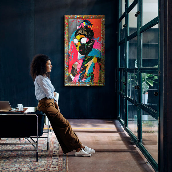 Moderne wanddecoratie voor de woonkamer – schilderij met lijst "Contrastrijke uitstraling"