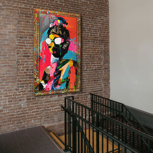 Moderne wanddecoratie voor de woonkamer – schilderij met lijst "Contrastrijke uitstraling"