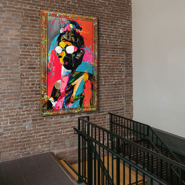 Moderne wanddecoratie voor de woonkamer – schilderij met lijst "Contrastrijke uitstraling"