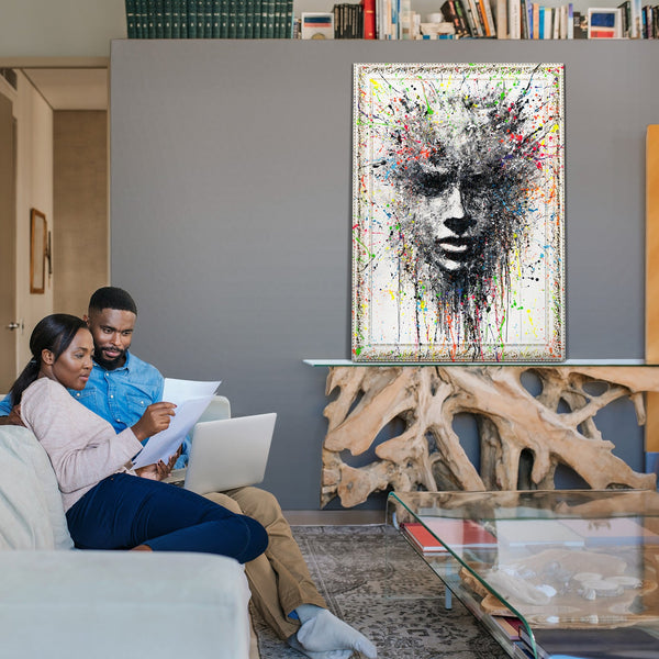 Moderne abstracte schilderijen met lijst – wanddecoratie "Etherisch Beeld"