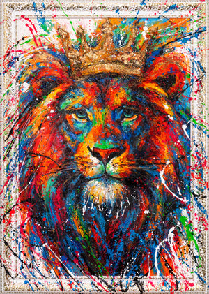 Abstraktes Gemälde auf Leinwand – Handgemalte Kunst mit Rahmen „König der Farben“