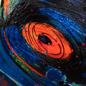 Moderne Wandkunst mit Rahmen – Abstraktes Gemälde "Party-Hase" auf Leinwand
