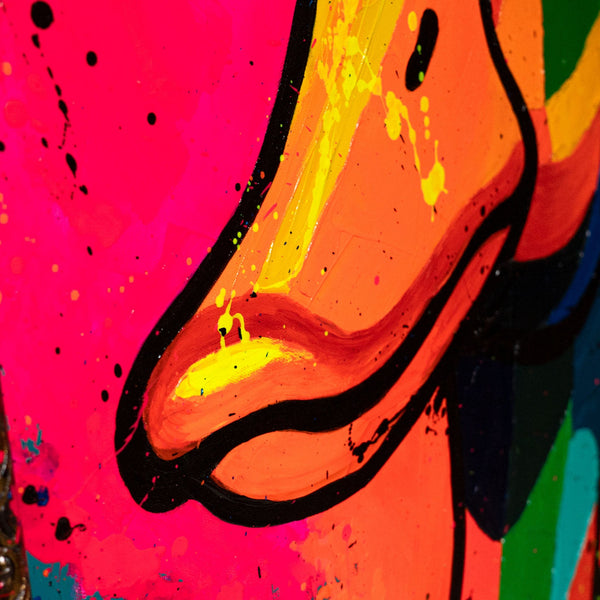 Moderne Wanddeko Wohnzimmer – Pop-Art Leinwandbild „Entchen-Vibe“