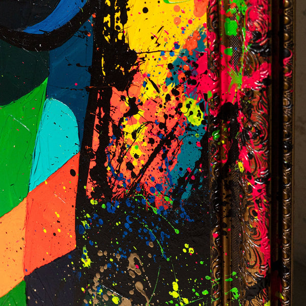 Moderne Wanddeko Wohnzimmer – Pop-Art Leinwandbild „Entchen-Vibe“