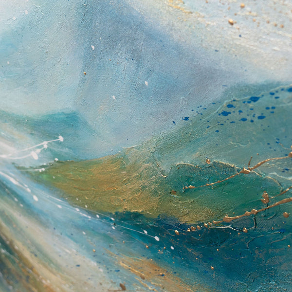 Handgeschilderd Abstract Landschap "Zacht Licht" – Moderne Natuur Wanddecoratie
