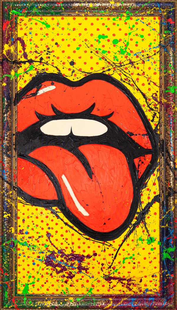 Handgeschilderd Wandbeeld "WOW" – Pop-Art Schilderij voor Woonkamer
