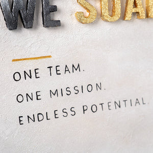Together We Soar – handgemaltes Motivationsbild fürs Büro mit 3D-Relief, 140 × 70 cm