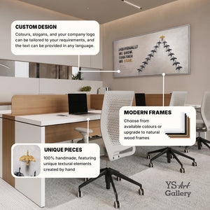 Together We Soar – handgemaltes Motivationsbild fürs Büro mit 3D-Relief, 140 × 70 cm
