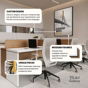 Leadership Shapes Future – handgemaltes Wandbild fürs Büro mit 3D-Relief, 80 × 120 cm