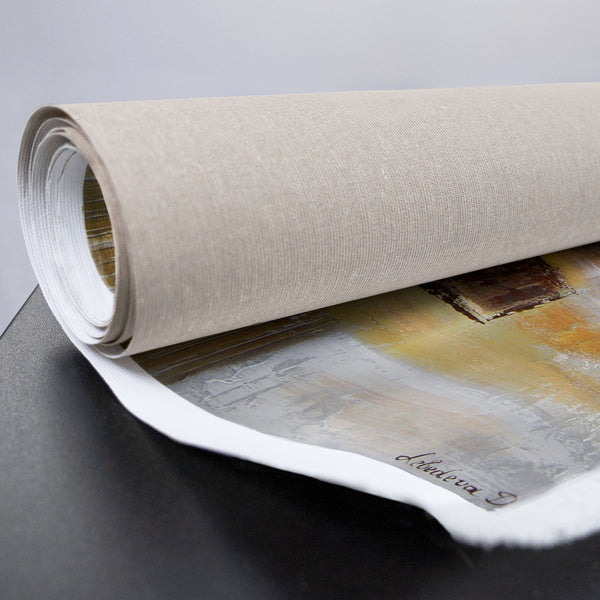 Abstraktes Acryl Leinwandbild mit goldener Struktur