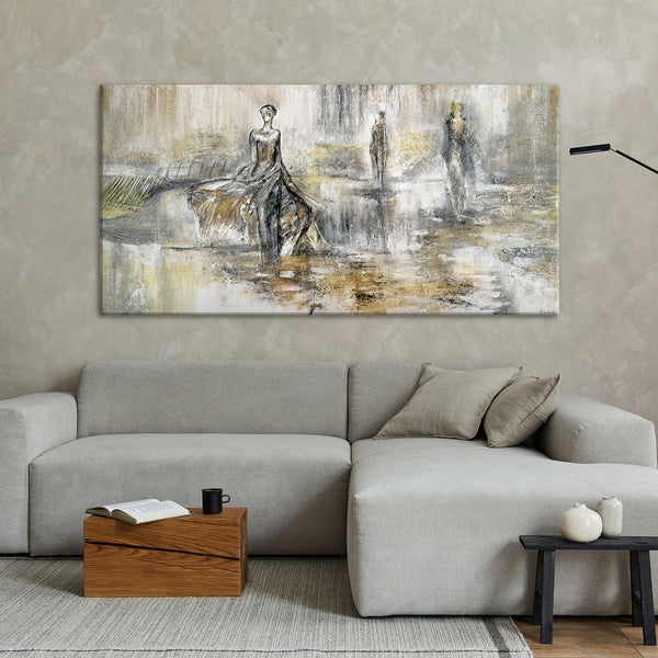 Handgeschilderde acrylverf schilderijen op canvas met lijst "Mode Show"