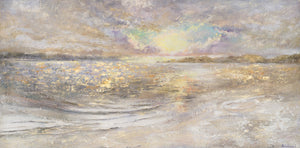 Acrylschilderij „Zee bij Schemering“ – Sfeervol Kustlandschap op Canvas
