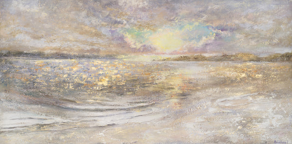 Acrylschilderij „Zee bij Schemering“ – Sfeervol Kustlandschap op Canvas