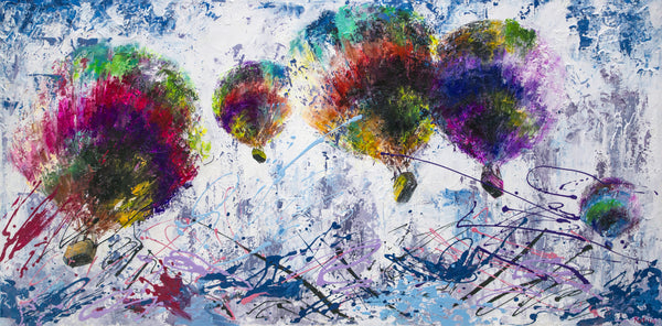 Kleurrijke Wanddecoratie „Vrije Vlucht“ – Acrylschilderij op Canvas, Levendige Kunst