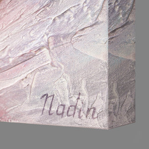 Handgeschilderd Acryl Schilderij "Gouden Pioenroos" – Wanddecoratie voor Moderne Interieurs