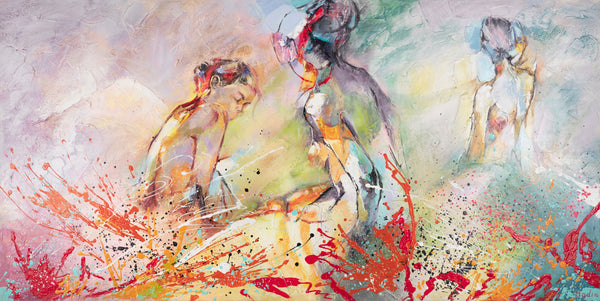 Uitdrukkingvol Canvas Schilderij „Heet Zomer“ voor Moderne Ruimtes