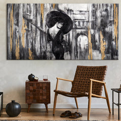 blattgold auf acrylbild auftragen Wandbild mit Frau in stilvoller Interieurszene