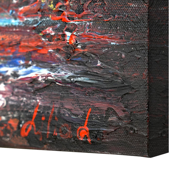 Moderne schilderijen voor de slaapkamer “Harbour” met abstractie in een lijst