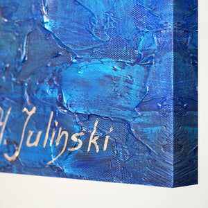 Abstrakte handgeschilderde acryl schilderij op canvas "Ultramarijn"