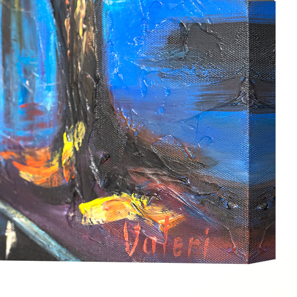 Handgeschilderd Acrylschilderij op Canvas - "Avond in Parijs"