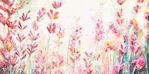 Handgeschilderd Bloemen Schilderij "Juli" 140x70