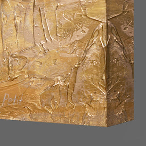 Abstract acrylschilderij met gouden accenten - Modern canvas schilderij