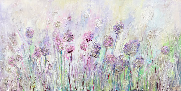 Handgeschilderd Abstract Schilderij "Bloemen op het Veld"