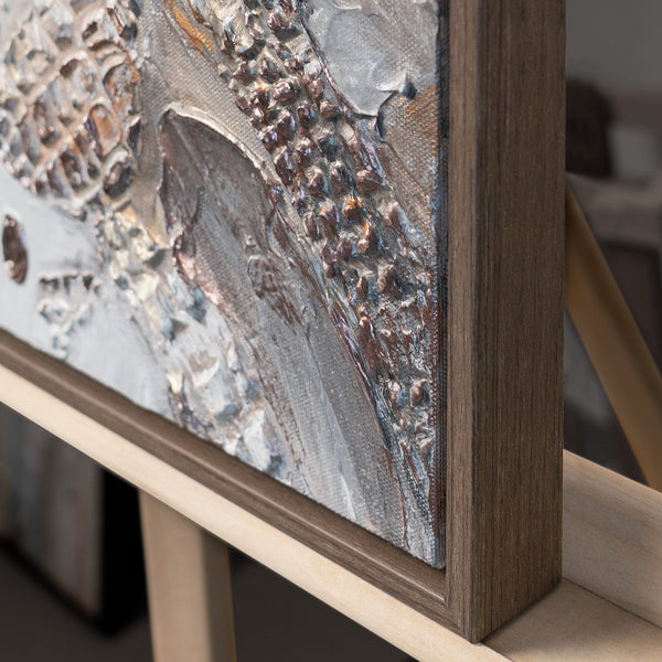 Ausgefallene Wanduhr lautlos – Handgemachte Mischtextur Silber & Rosé-Gold, quadratisch