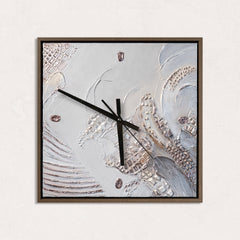 Ausgefallene Wanduhr lautlos – Handgemachte Mischtextur Silber & Rosé-Gold, quadratisch