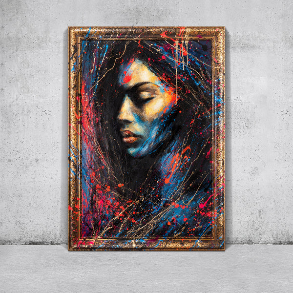 Abstraktes Acrylbild Frau moderne Wandkunst Interieur