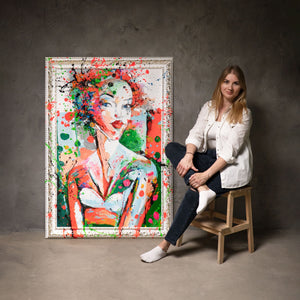 Abstraktes Porträt Frau handgemaltes Leinwandbild Atelier