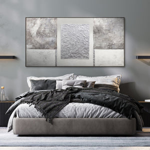 modernes Wandbild mit Struktur im minimalistischen Esszimmer