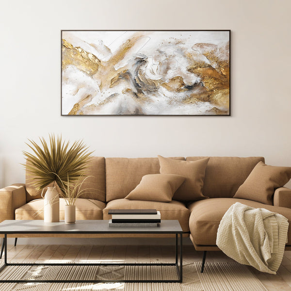 Acrylbild Gold Beige auf Staffelei moderne Wandkunst