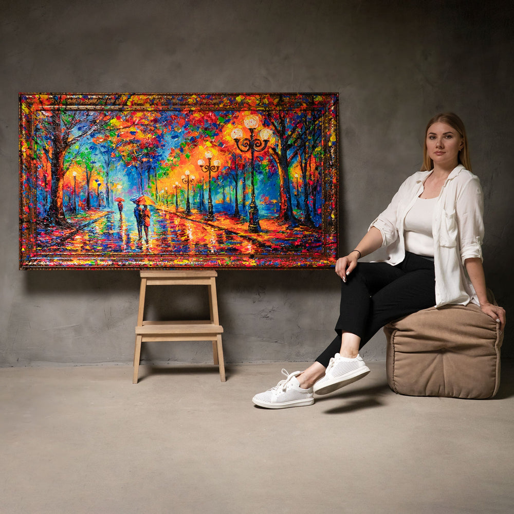 Acrylgemälde Spaziergang im Park