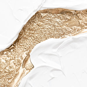 Acrylstruktur Gold Weiss Handgemalt Detail Oberfläche