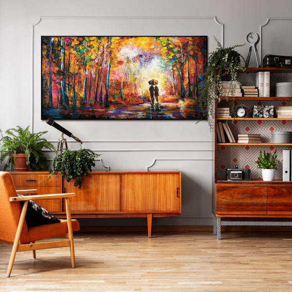 Acrylmalerei Regen Park bunt romantische Szene moderne Kunst