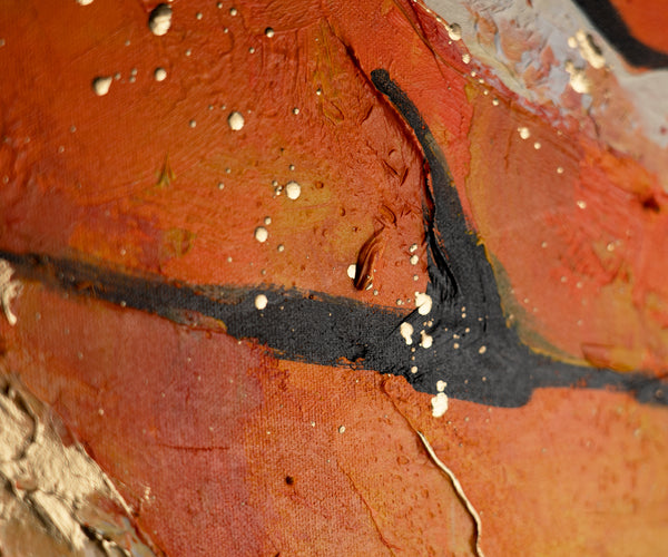 Handgemaltes Acrylbild Rot Orange Relief Kunstwerk